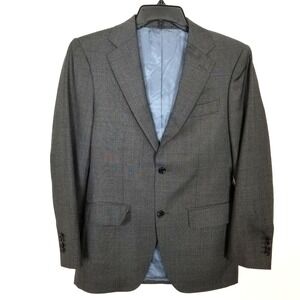 Suitsupply Men Wool Super  110's Blazer Jacket Sz 44 Gray Plaid 2 Button Preppy